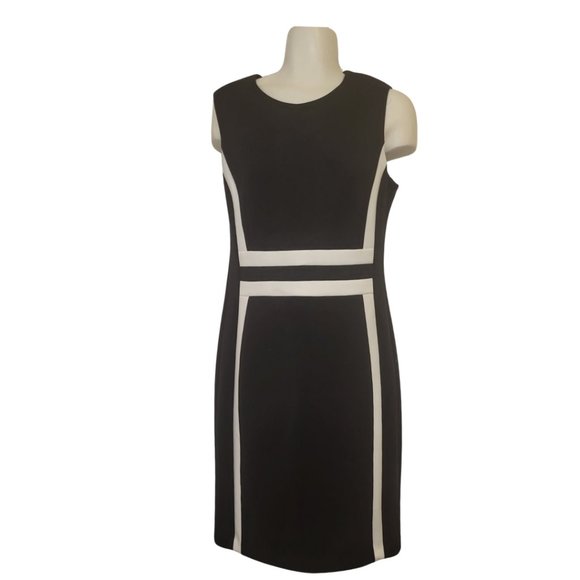 Scuba Sheath Black & White Sleeveless Casual/Party Dress - Picture 1 of 3